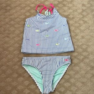 Toddler Girl 2 Piece Vineyard Vines Swimsuit w/ multicolored embroidered logos